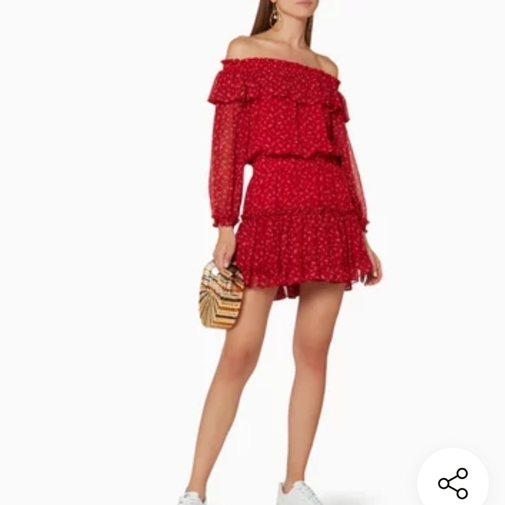 MISA‎ LOS ANGELES Red Off-The-Shoulder Alma Dress